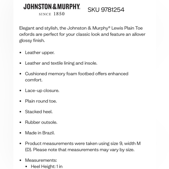 Johnston & Murphy NIB 10 Black Lewis Lace Up Oxfords Leather Shoe Plain Toe main image 12